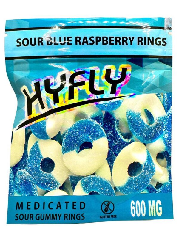 Hyfly Gummies Sour Blue Raspberry Rings - hyfly gummies official